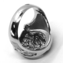 SOLID 18K WHITE BLACK GOLD BAND MAN RING HORSE HEAD HERD HORSESHOE FINELY WORKED image 5