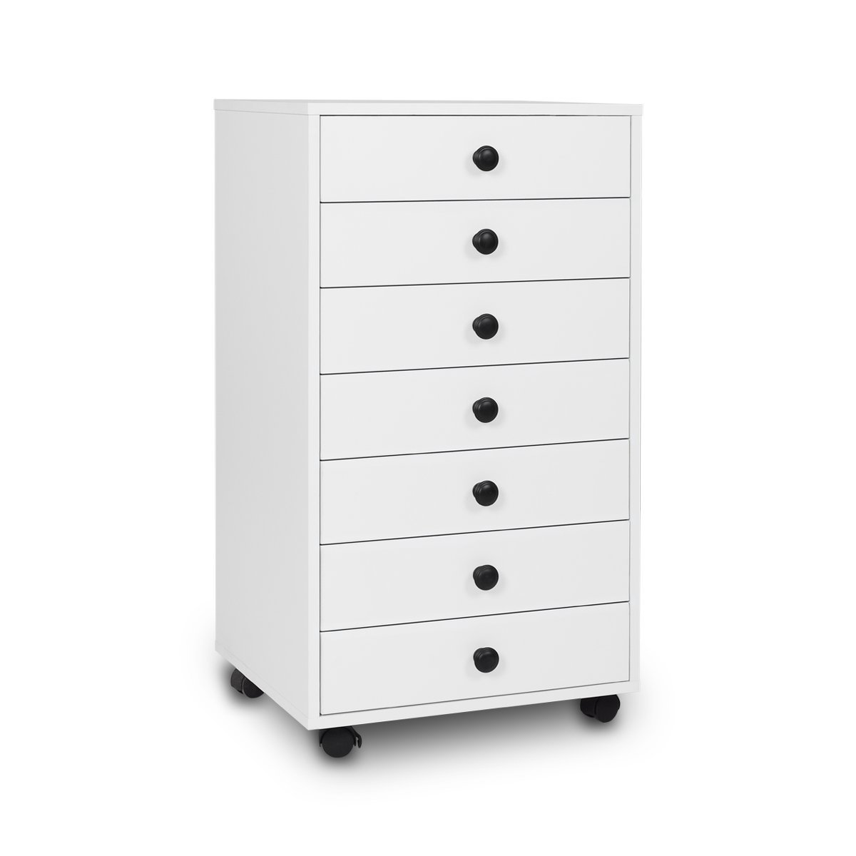 DEVAISE 7 Drawers Chest Storage Dresser with Removable Wheels (White wit Dressers