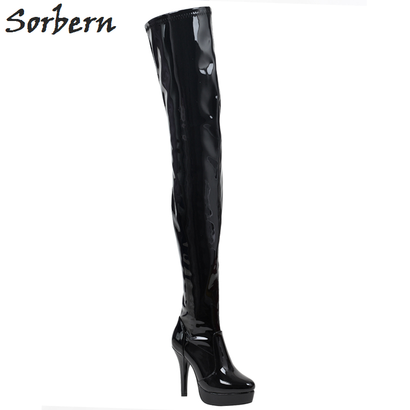 Sorbern Custom Mid Thigh High Boots For Crossdressers Guys Ladies Long ...