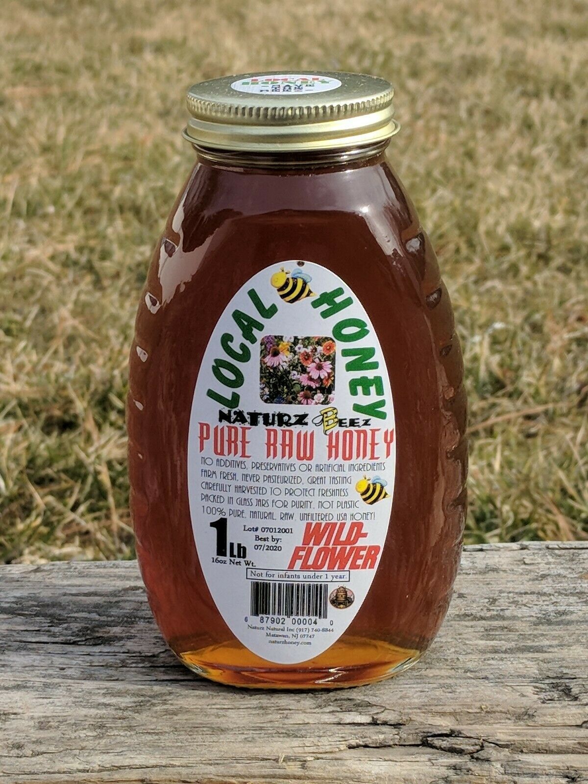 RAW HONEY WILDFLOWER 1LB 454g 16oz 100 PURE LOCAL HONEY Glass Jar Honey