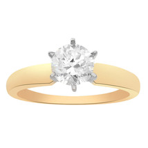 1.00 Carat Round Cut CZ Engagement Ring 14K Yellow Gold - $226.71