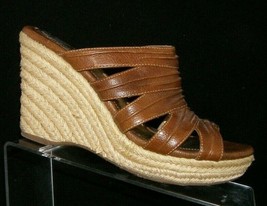 Sofft 'Boulogne' brown nubuck leather round toe sandal espadrille wedges 9.5M - $33.30