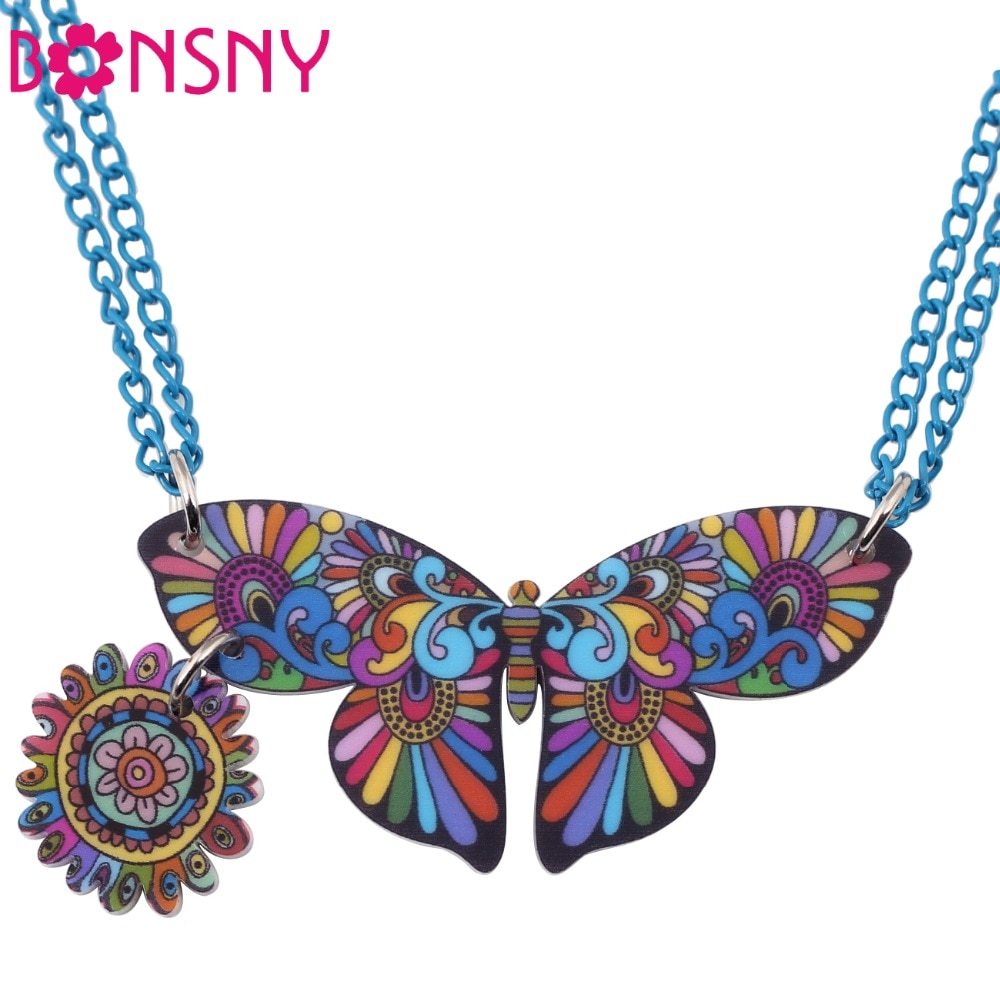 Butterfly Statement Necklace Pendant Acrylic Pattern 2016 News Accessories Brand