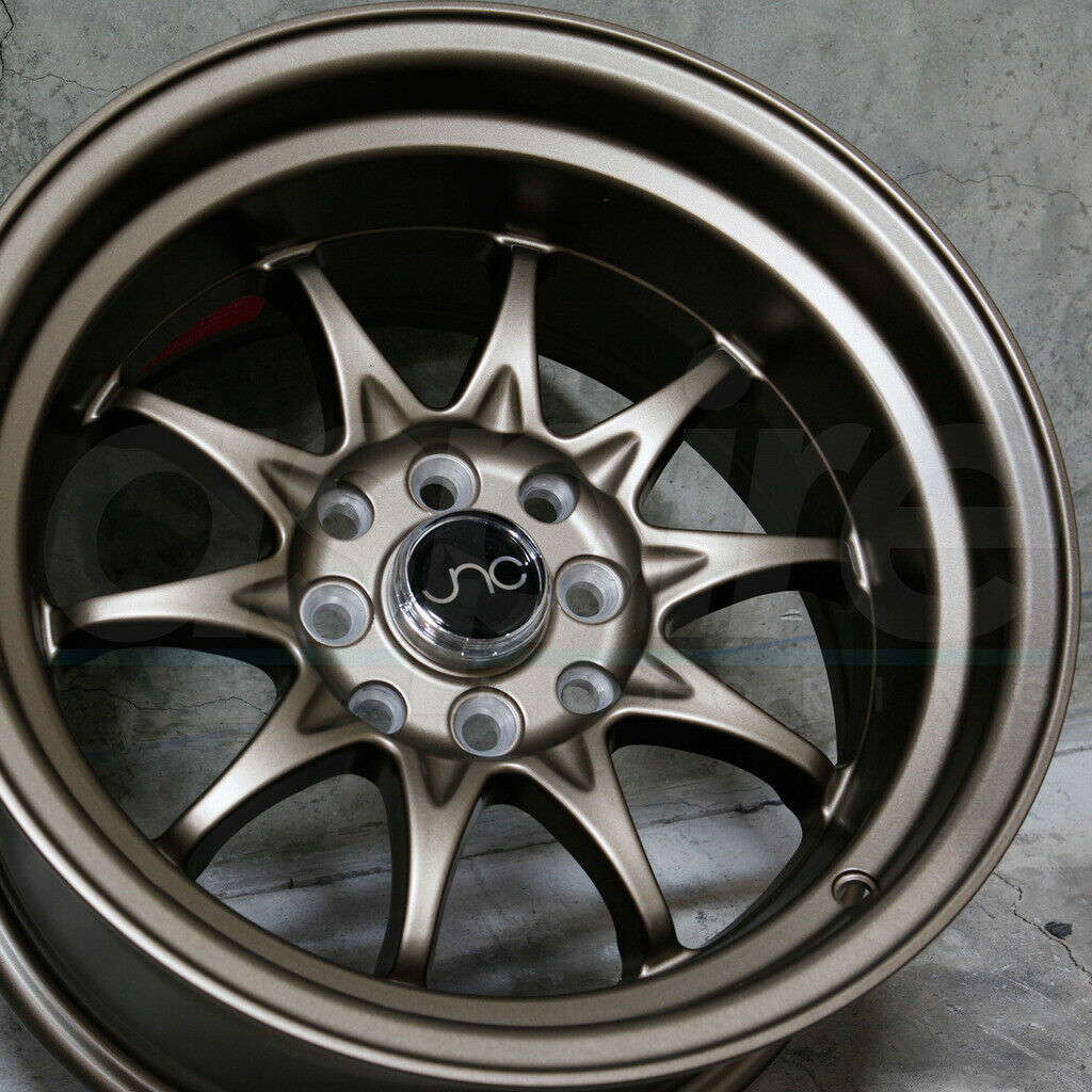 15x8 JNC 003 4x100 4x114 3 0 Matte Bronze Wheel Rims Set 4 Wheels