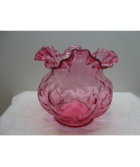 Fenton Glass ruby overlay flared double crimped vase, circa 1942-1949. - $25.00