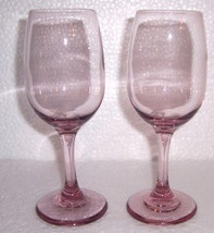 2  Libbey Pink Rose Colored Depression Handblown Wine Glasses - $51.00