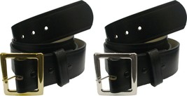 Black Leather Garrison Belt Bonded Heavy Duty Work Belt 1.75&quot; Wide - $16.99+