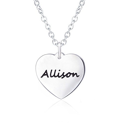 Bala Allison Name Necklace for Women Personalized with Silver Heart