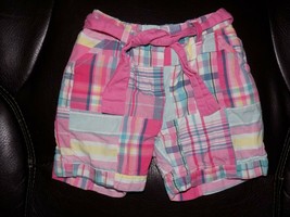 Janie and Jack Pink Plaid Patchwork Bermuda Shorts Size 12/18 Months Gir... - $23.00
