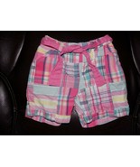 Janie and Jack Pink Plaid Patchwork Bermuda Shorts Size 12/18 Months Gir... - $19.55