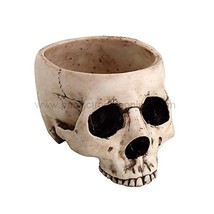 6.75 Inch Ceramic Open Skeleton Skull Figurine Medium Bowl, Beige - $24.74