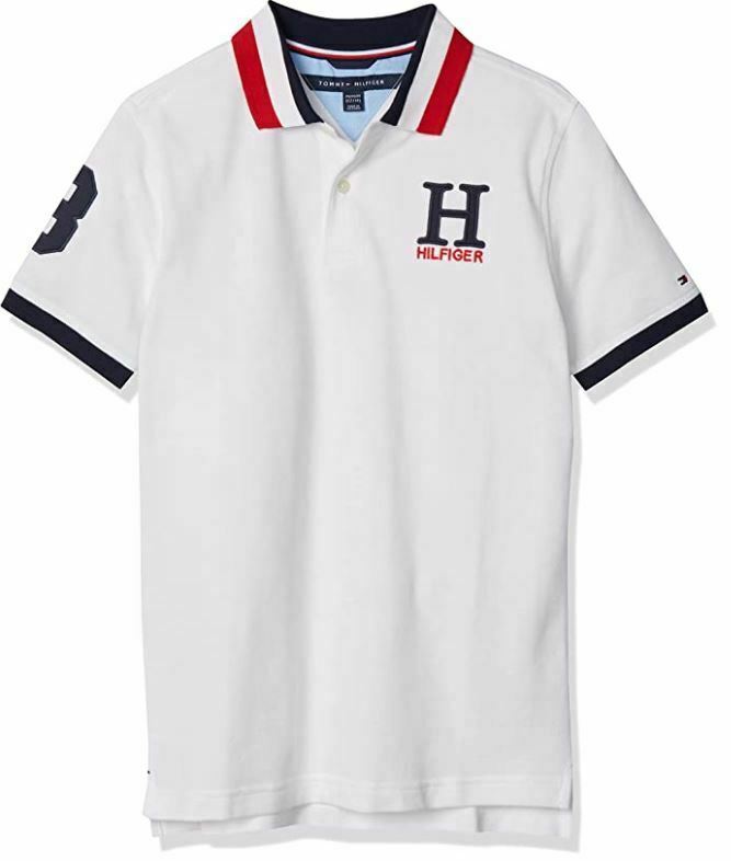 Tommy Hilfiger WHITE Boys' Matt Pique Polo Shirt, US X-Large (20)