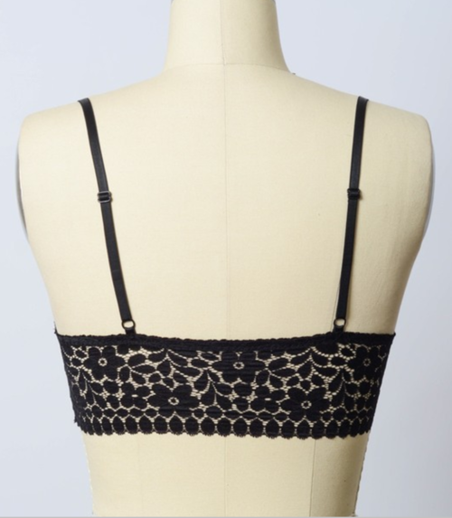 Daisy Lace Cage Strap Bralette - Comes in Black, - Intimates & Sleep