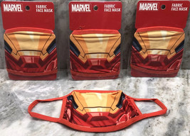3 Ea Kids Marvel Iron Man Fabric Face Masks Ages 4 &amp; Up-Red &amp; Yellow-NEW... - $9.78