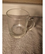 STARBICKS  COFFEE MUG / CUP--CLEAR GLASS--ETCHED LOGO---FREE SHIP--VGC - $21.78