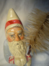 Vaillancourt Folk Art Santa in Blue with Feather Tree Signed no. 22031 image 5