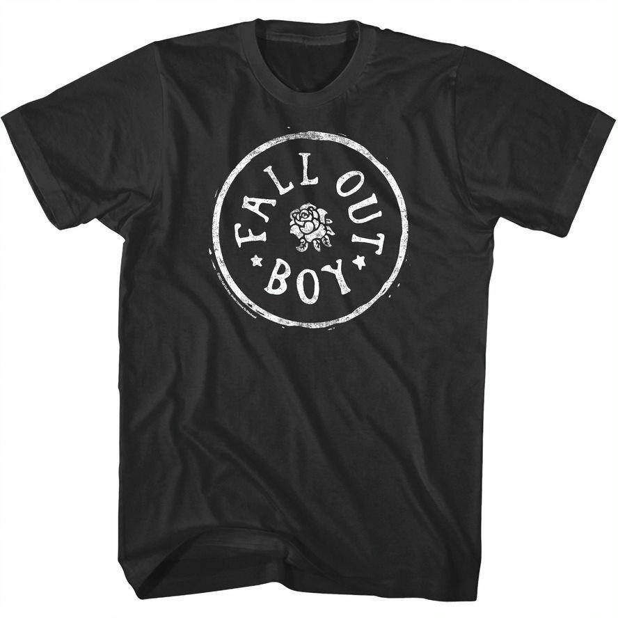 Fall Out Boy Rose Stamp Men's T Shirt Alt Rock Band Merch Pete Wentz Tee Punk