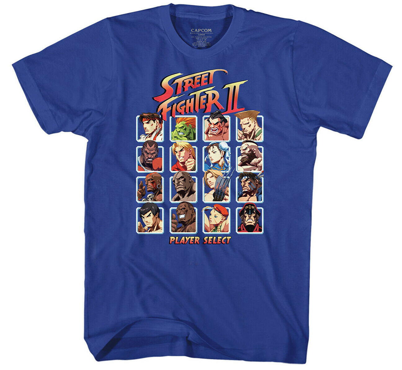 Street Fighter 2 Shirt Player Select Screen Capcom Arcade Game Mens 