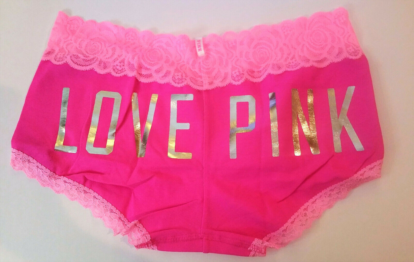 Victoria's Secret Lace Trim Boyshort Panty Leopard Underwear M Pink