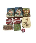 Lot of 8 Christmas Gift Boxes Tins Presents Display Snowman Candy Cane R... - $16.83