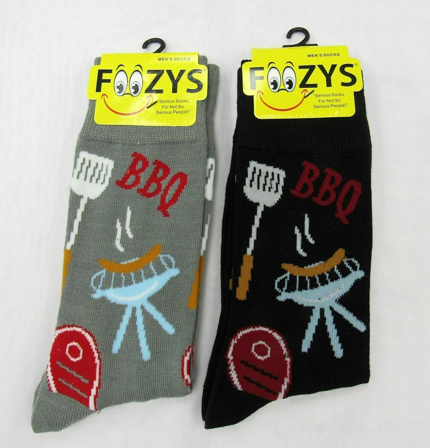 BBQ Grill Barbecue Raw Meat Steak Chef Cook Spatula 2 Pairs Foozy Socks Men's