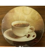 Cutting Board / Trivet, Glass, Round, approx 8&quot;, COFFEE CUP - $10.88