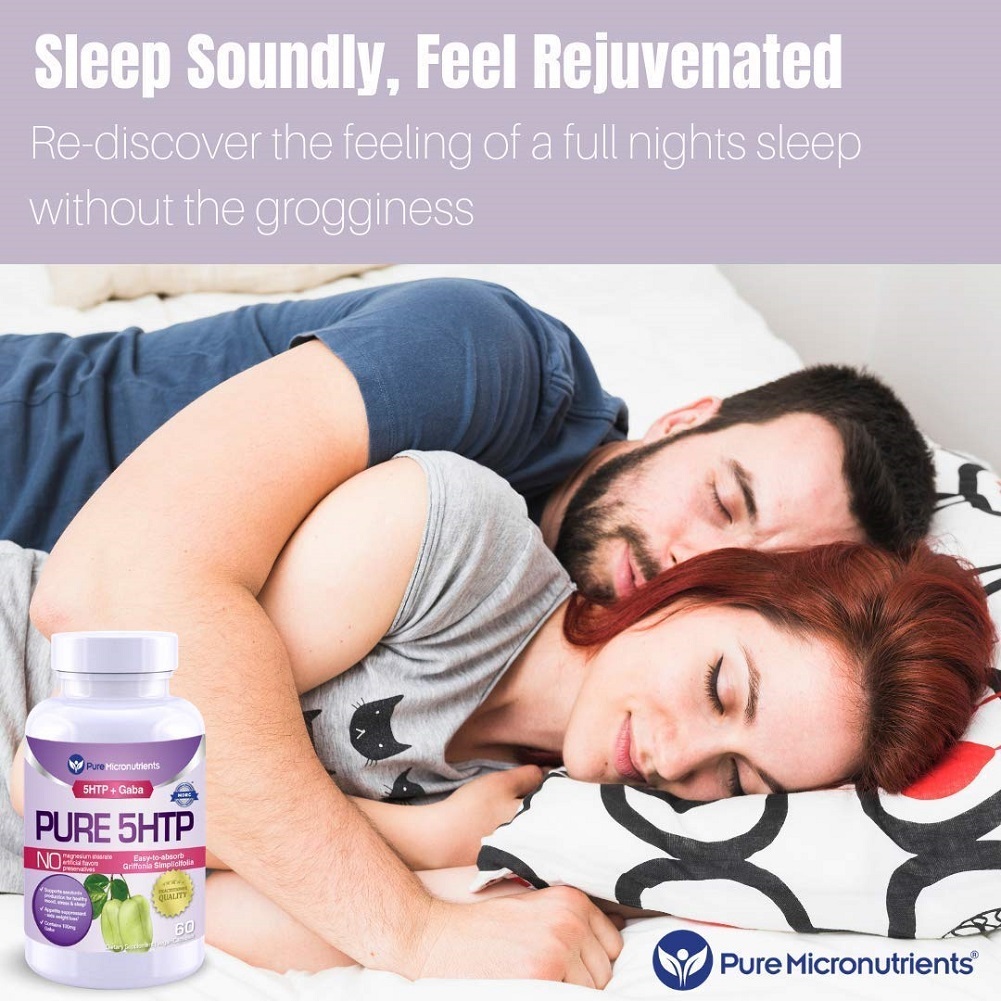 Pure 5HTP (5Hydroxytryptophan) Plus GABA Serotonin Support for Sleep, Mood Dietary Supplements