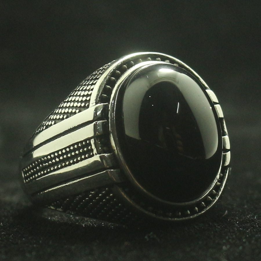 Mens Boys 316L Stainless Steel Tibet Vintage Gothic Stone Ring