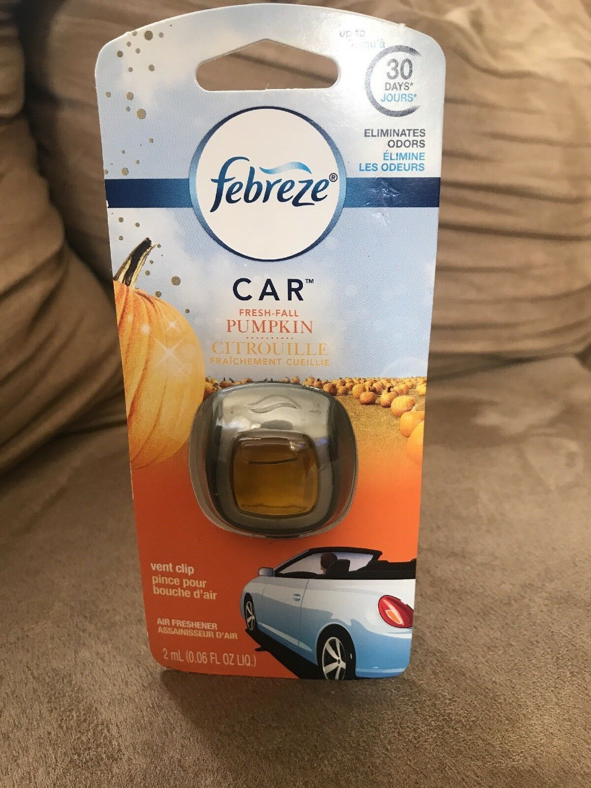 Febreze FALL FRESH PUMPKIN CAR SMOKE ODOR ELIMINATOR VENT CLIP AIR