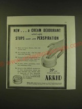 1938 Arrid Antiperspirant Ad - New a cream deodorant which safely stops - $14.99