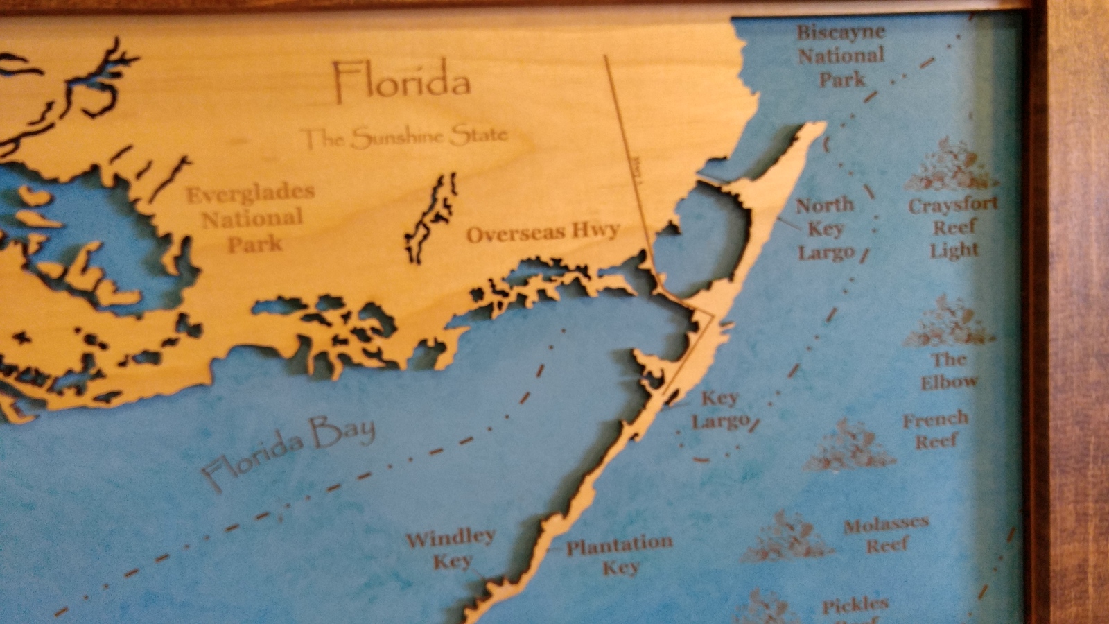 The Florida Keys Wood Laser Cut Map Wall Hanging Plaques & Signs