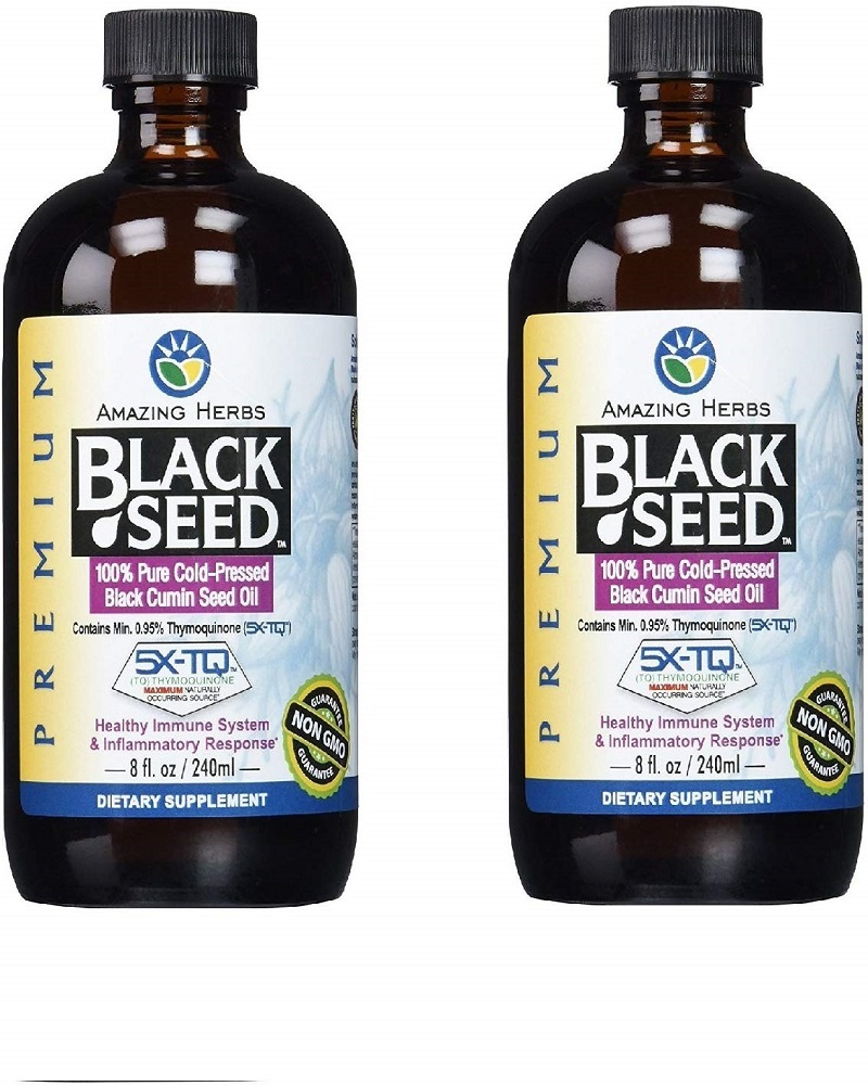 Amazing Herbs Black Seed Cold-Pressed Oil 8oz. (Pack of 2)