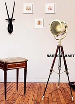 72" Designer Hollywood Chrome Finish Wooden Tripod Floor Lamp Search Light 