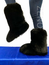 Double-Sided Fox Fur Boots For Oudoor Eskimo Fur Boots Arctic Boots Black Fur image 2