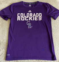 Adidas Colorado Rockies Baseball Boys Purple Climalite Short Sleeve Shirt 10-12 - $16.93