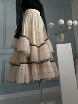 CREAM Polka Dot Layered Tulle Skirt Wedding Party Tulle Tutu Skirts Puffy Tutu image 4