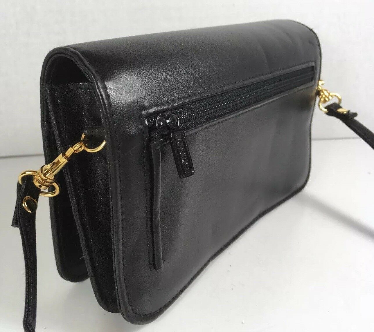 Buxton Small Black Faux Leather Cross Body Wallet with Key Fob ...