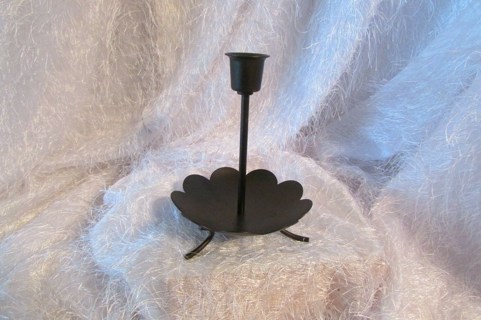 Primary image for PARTYLITE taper holder, black metal 6" tall, bottom 4.75" diam (candles)