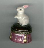 Primary image for BUNNY RABBIT SITTING ON STOOL HINGED BOX