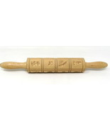 Springerle Cookie Rolling Pin Wood German Vintage Mold Carved Insects Bu... - $36.62