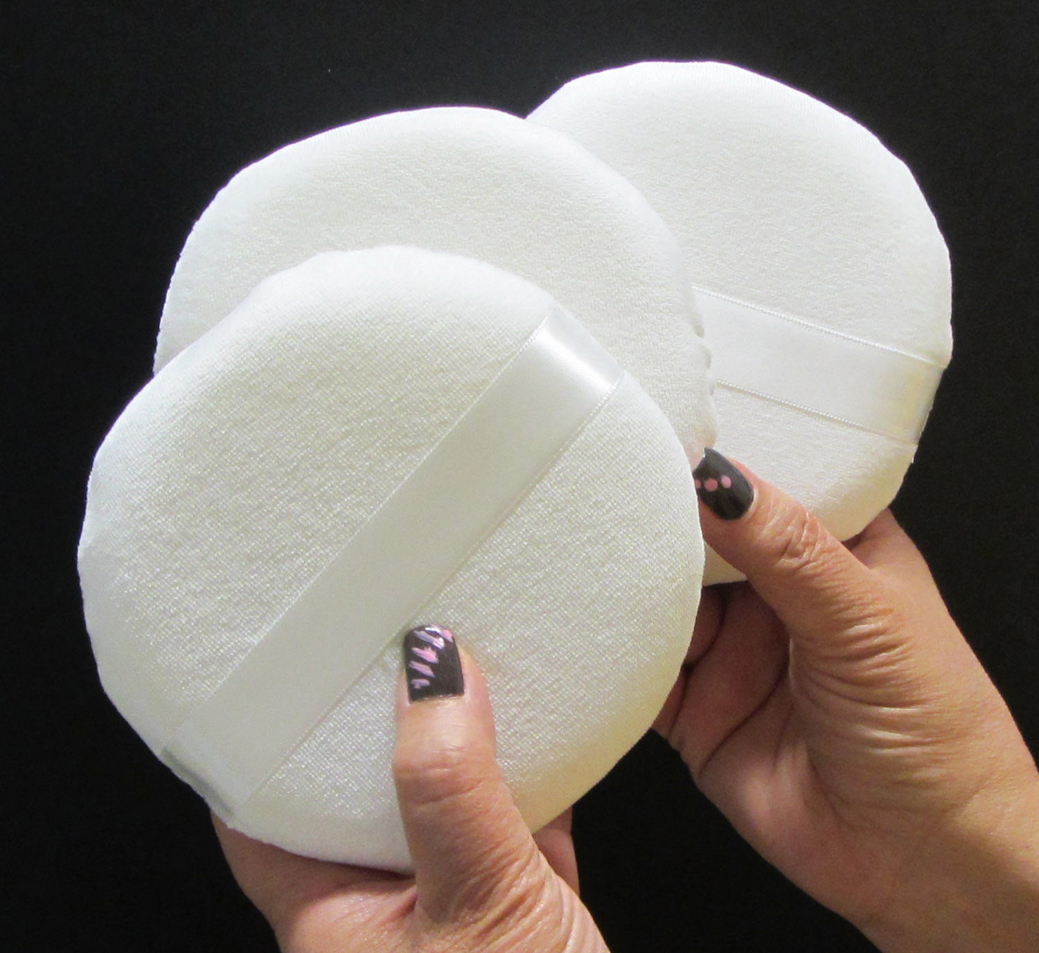 Jumbo Thick 5" Velour Bath & Body Powder Puff w/Satin Ribbon Wholesale (60)3004 Puffs