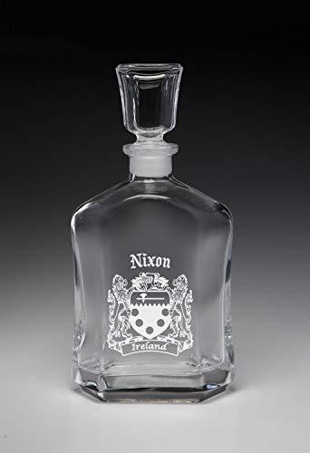 Nixon Irish Coat of Arms Whiskey Decanter (Sand Etched)