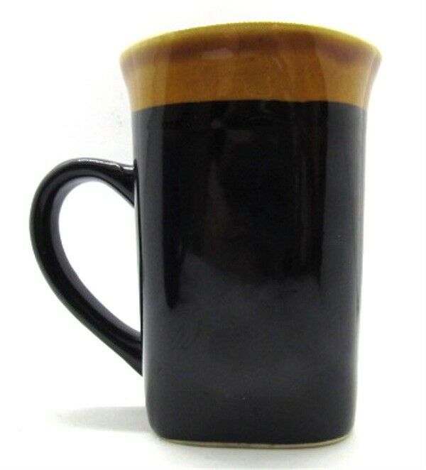 Royal Norfolk Square Bottom Coffee Mug Dark Brown & Tan Heavy tall