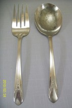 Silver Plate Serving Spoon &amp; Cold Meat Fork Inheritance Wm Rogers 1941 - $9.95