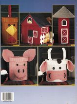 Plastic Canvas 5 Country Kitchen Canisters Red Barn Silo Cow Pig Rooster... - $12.99