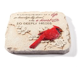 Cardinal Memorial Stepping Stone or Wall Plaque w Sentiment Square Cement image 2