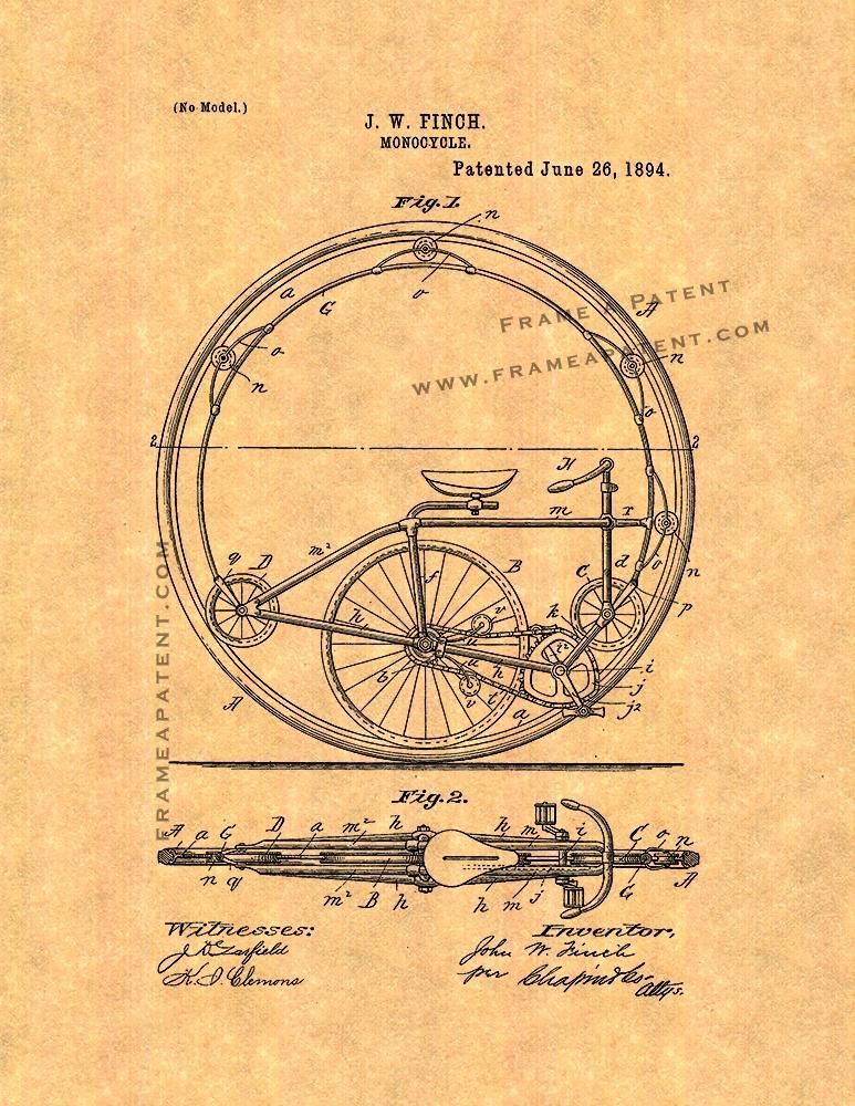 Frame A Patent - Monocycle patent print