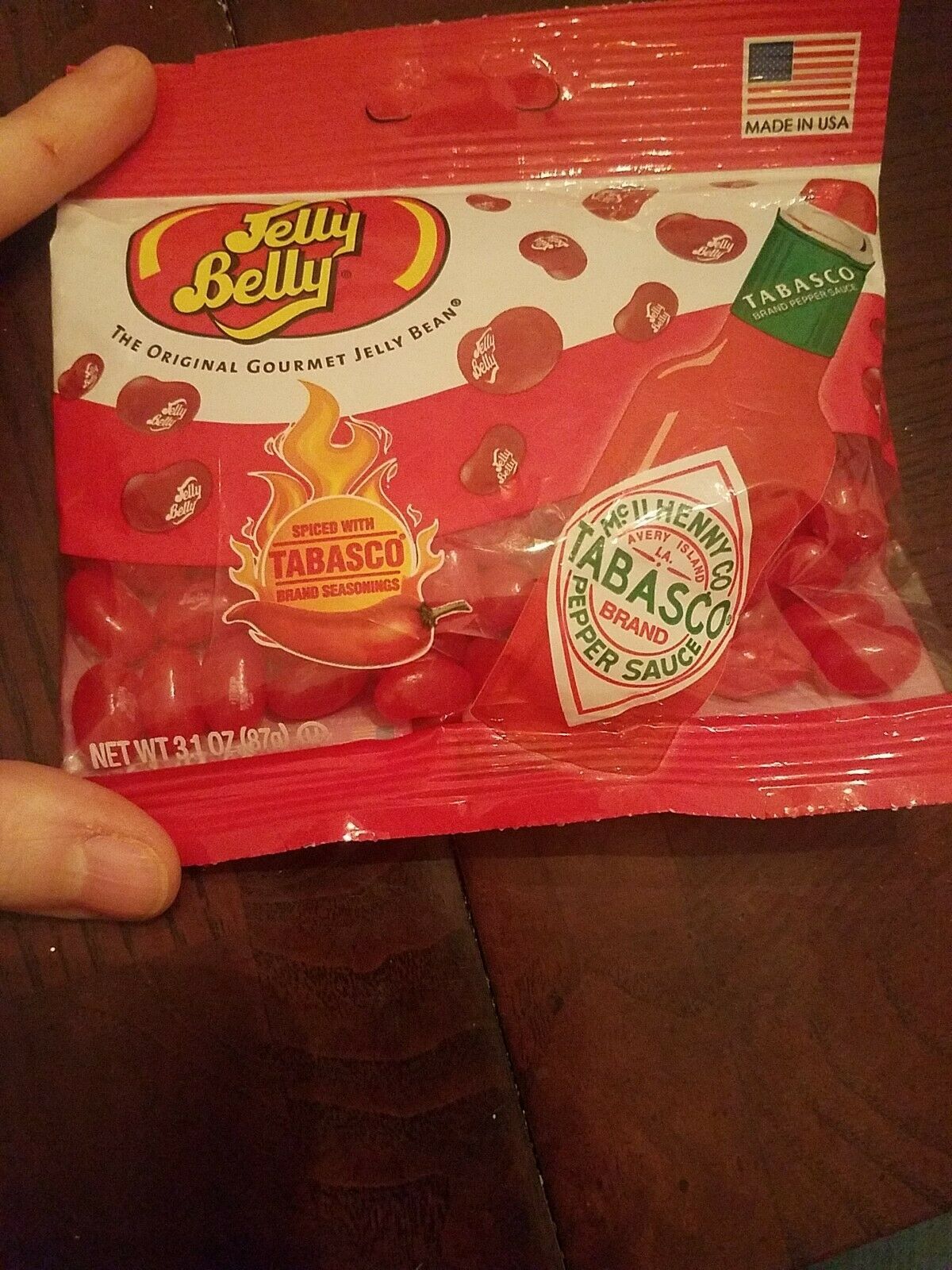 Jelly Belly Tabasco flavor Jelly Beans. 3.1 OZ Bag Gummy, Soft Sweets
