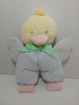 Eden Chick duck Baby plush rattle blue striped pink feet yellow head gre... - $49.49