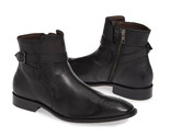 Handmade black zip boots ankle high dress formal boots men s leather strap boots thumb155 crop